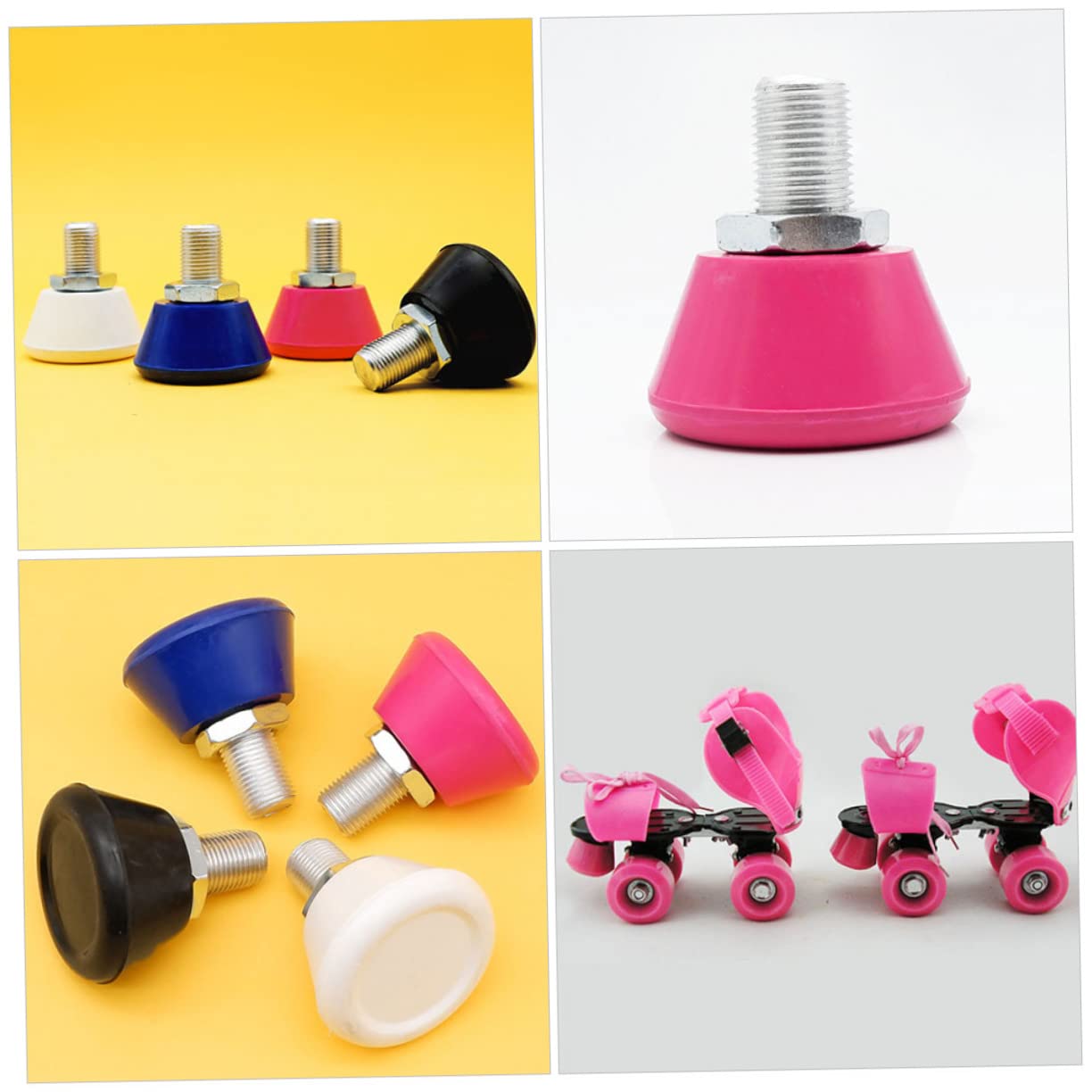 VICASKY 1 Pair Rubber Roller Skate Stopper Pad Brakes Toe Stoppers Replacement Adjustable Roller Skating Accessories Skates Roller Skate Accessories Brake Block Rosy Stainless Steel