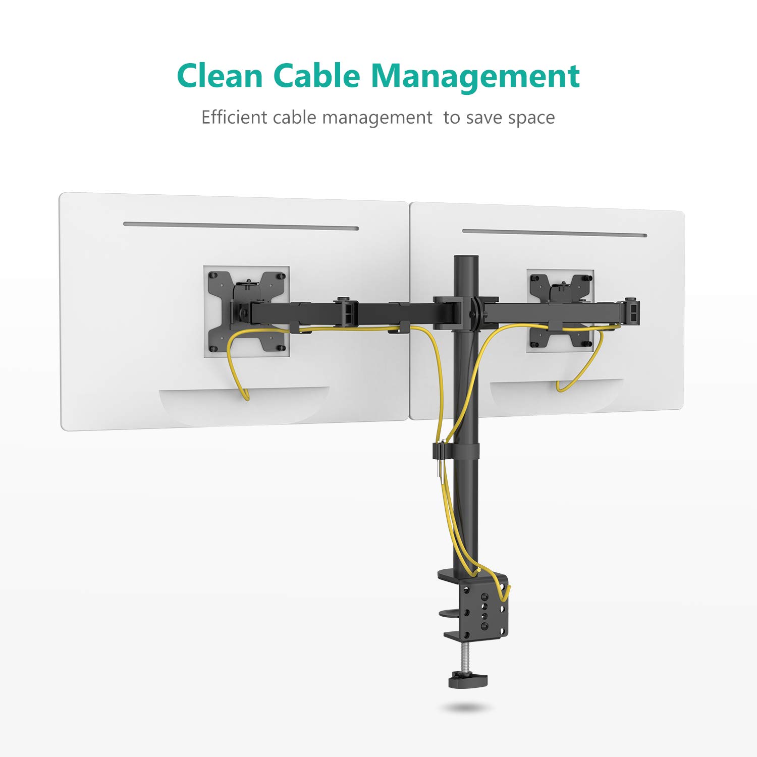 WALI Dual LCD Monitor Fully Adjustable Desk Mount Stand Fits 2 Screens