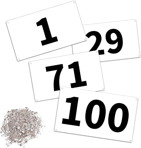 JEELAD Tyvek - Babero para correr con pasadores de seguridad, impermeable, 4 x 7 pulgadas, números de carrera, etiquetas de papel para carreras de