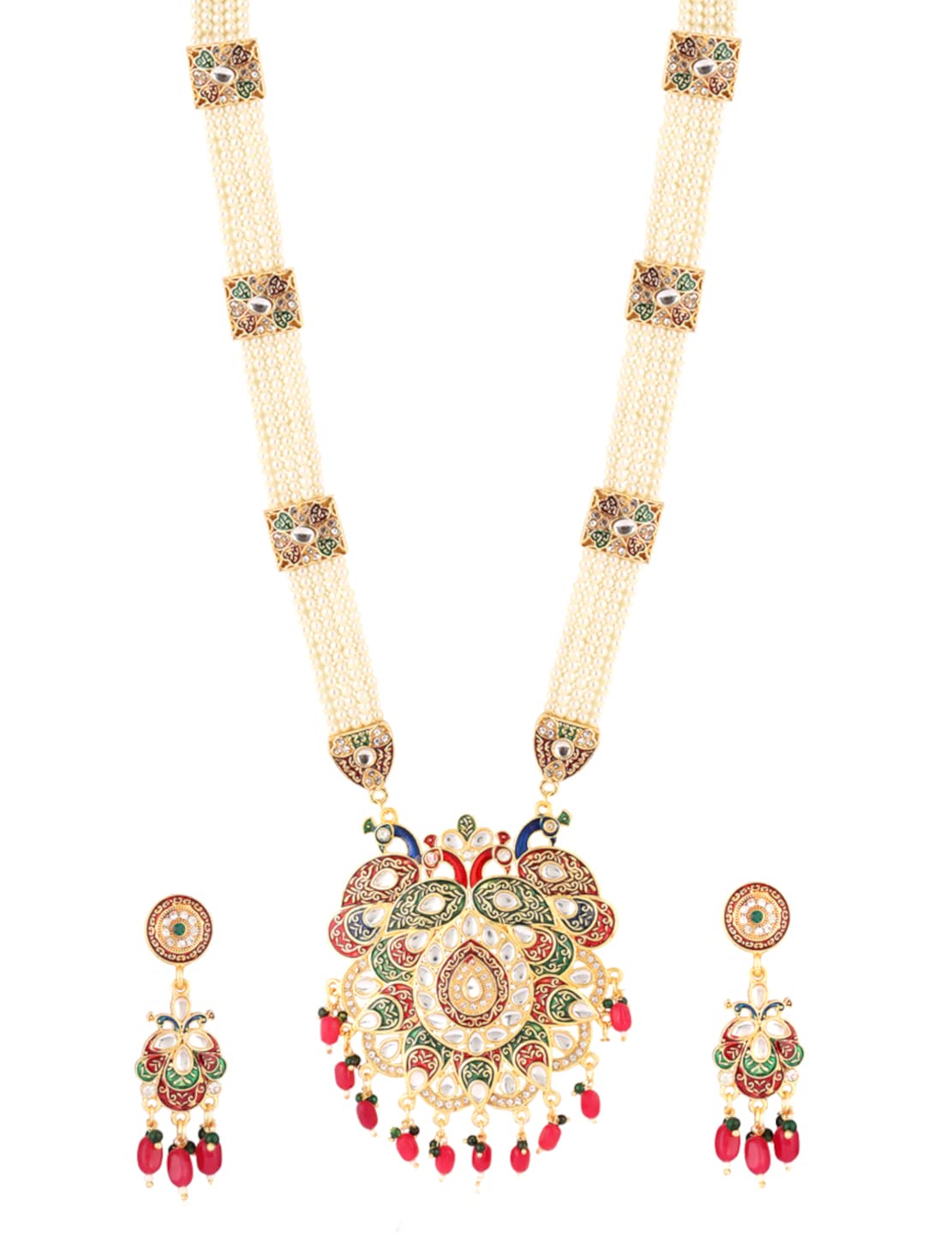 Bhagya Lakshmi Traditional Multicolor Peacocks Necklace with Earrings (B094FTRP89) Amazon Price History, Amazon Price Tracker