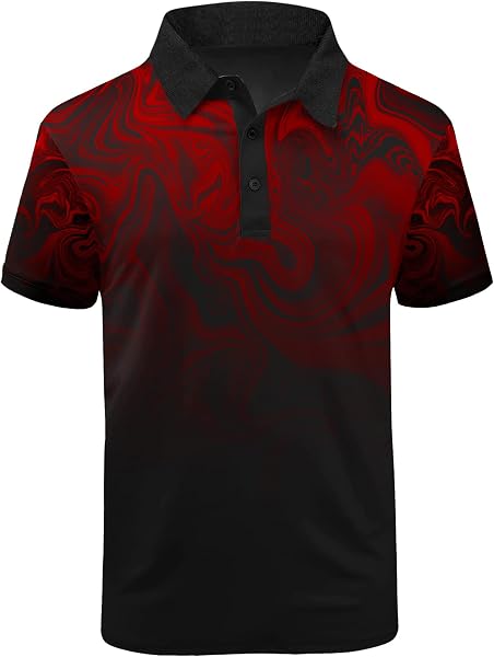 Polo sportiva da uomo, a maniche corte, traspirante, da golf - 2