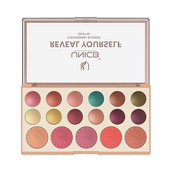 UNICB Reveal Yourself Eyeshadow Palette 17 Pigmented Matte & Blusher Shades | Blendable Powder For Long Wear Eye Makeup With Flawless Finish (14.5g) (Group-B)