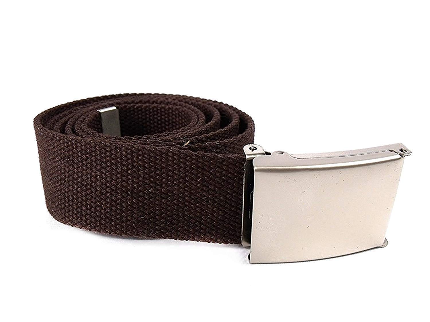 Trimming Shop Men's Webbing Belt Army Combat Style 51 Inch Dark Brown