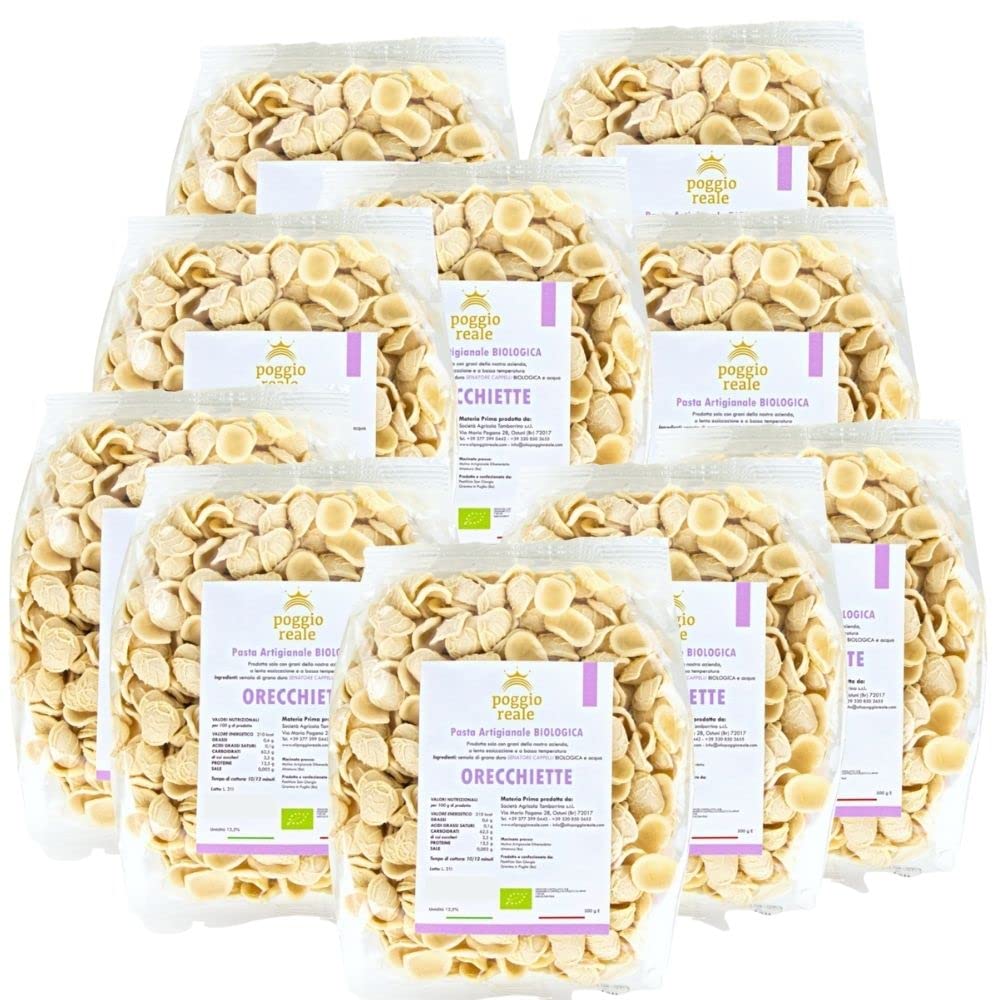 Orecchiette Biologiche Semola Grano Duro Senatore Cappelli 10 Pezzi Grammi 500 Prodotto 100% Italiano da Grano Coltivato in Puglia