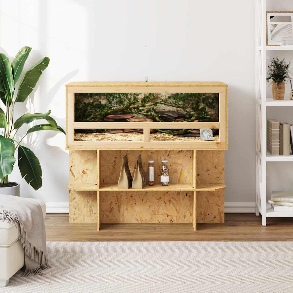 Base per terrario con mensola in robusto legno OSB marrone, 100 x 40 x 50 cm, per rettili e anfibi, adatta per interni, versatile, durevole, con spazio di archiviazione e design rustico
