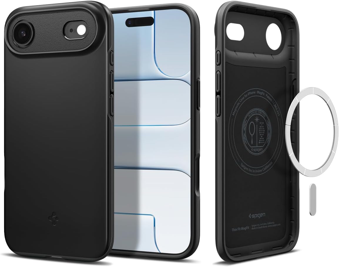 Spigen for iPhone Air Case, Thin Fit MagFit [TPU Covered Camera Control] [Compatible with MagSafe] - Black
