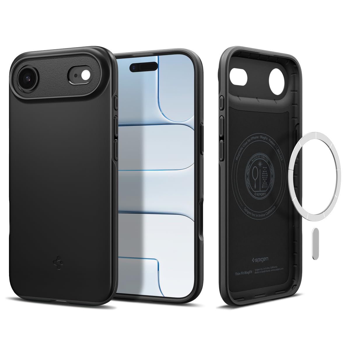 Spigen Thin Fit MagFit Back Cover Case Compatible with iPhone Air (2025), iPhone 17 Air Cover case (TPU + Poly Carbonate | Black)