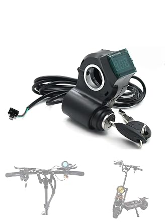 Universal Electric Scooter Key Ignition Switch with Throttle and Voltage Display, 12V-96V Anti-Theft Lock, 3-Wire Easy Installation, Suitable for Electric Bicycles and Scooters