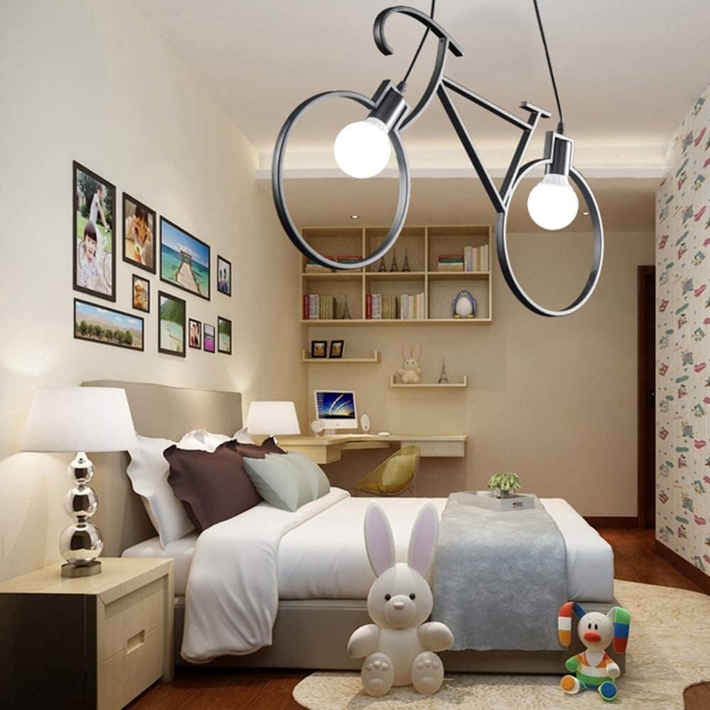 LEDSone Moderner Stil 2-Lichter Eisen Fahrrad Kronleuchter Verstellbar Hängende Fahrrad Anhänger Deckenleuchte Leuchte für Esszimmer Arbeitszimmer Flur Schlafzimmer Bar