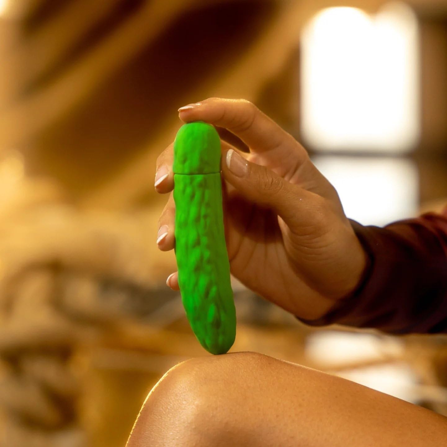 Emojibator | Pickle Personal Massager | 10 Vibration Settings | Waterproof Vibrator | Medical-Grade Body Safe Silicone | USB Rechargeable