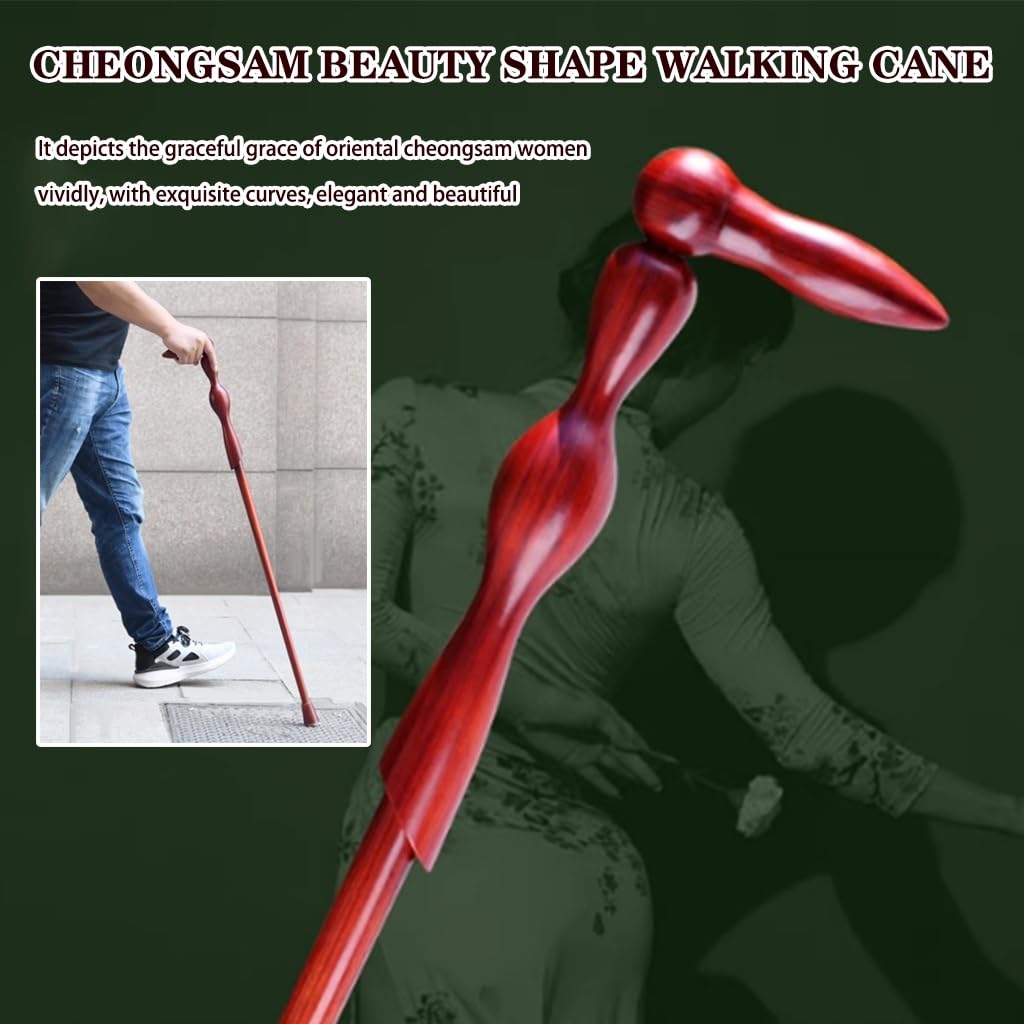 Bastone da Passeggio Cheongsam Beauty Shape per Donna, Bastone per Mobilità in Legno Fatto A Mano, Regalo di Compleanno, Portata 150 Kg/330,7 Libbre(81cm(Use Height 155-156cm))