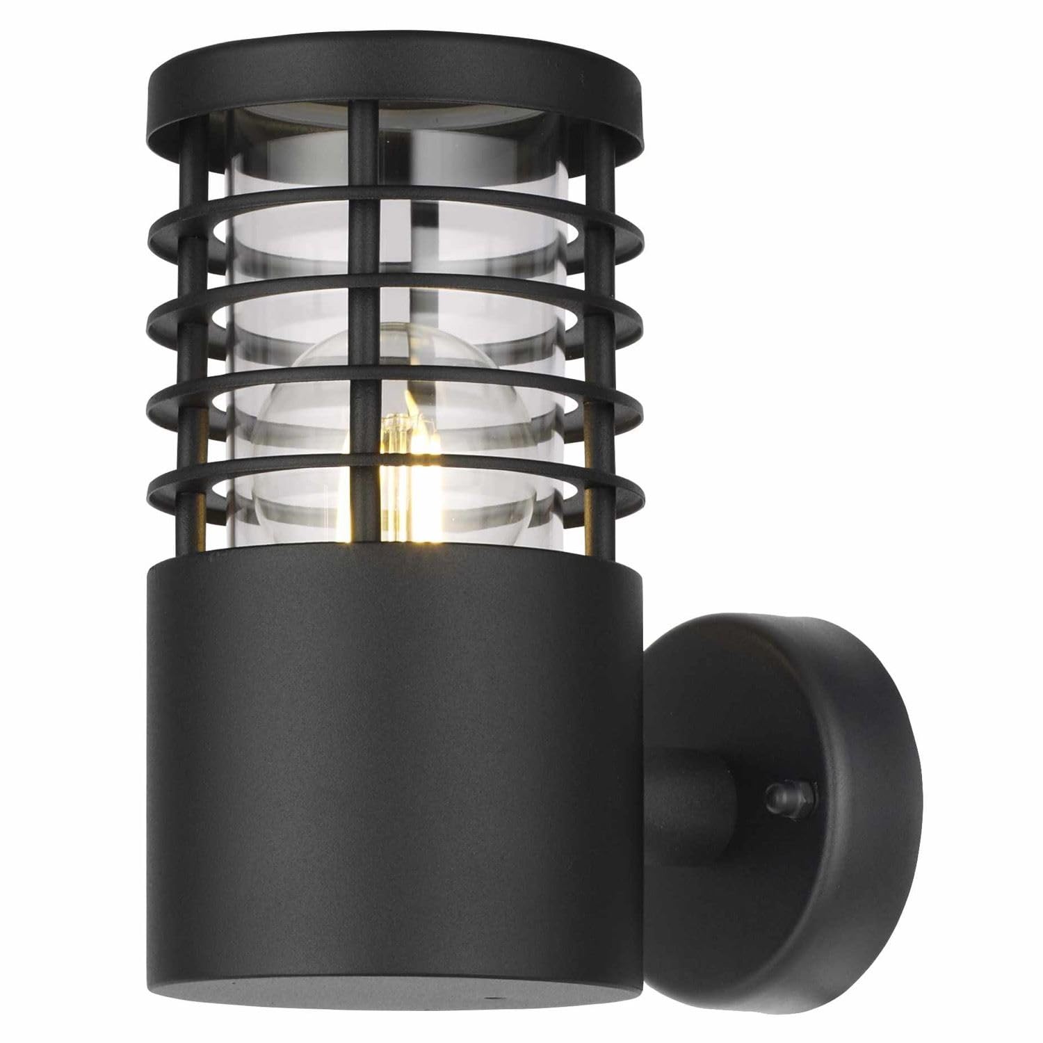 Firstchoicelighting Black & Clear Modern Black Outdoor Wall Light, Louvred Design, Ip44 Waterproof Garden Porch Light, Led Compatible