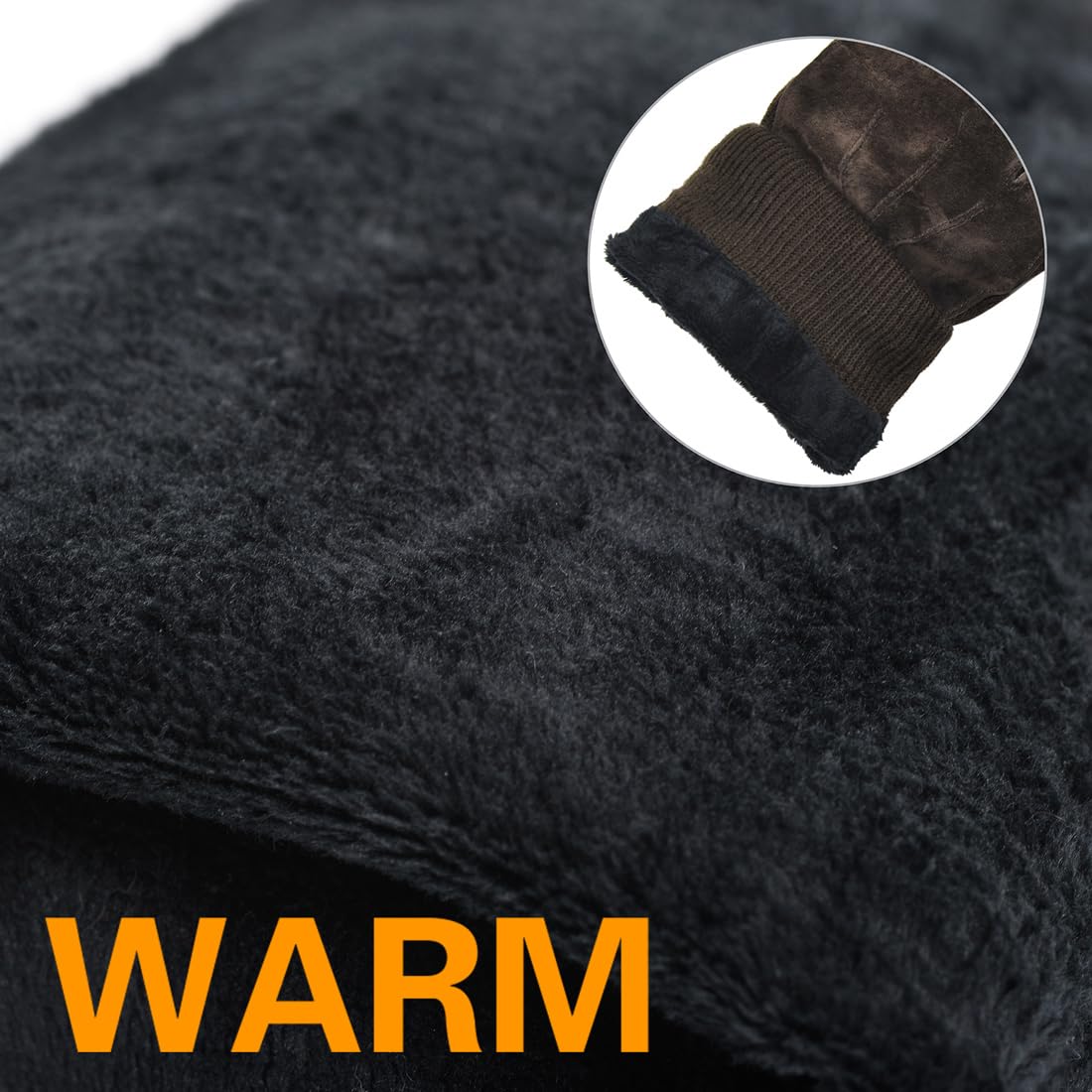 Harssidanzar Gants d'hiver pour homme en laine polaire chaude doublée de daim SM045EU