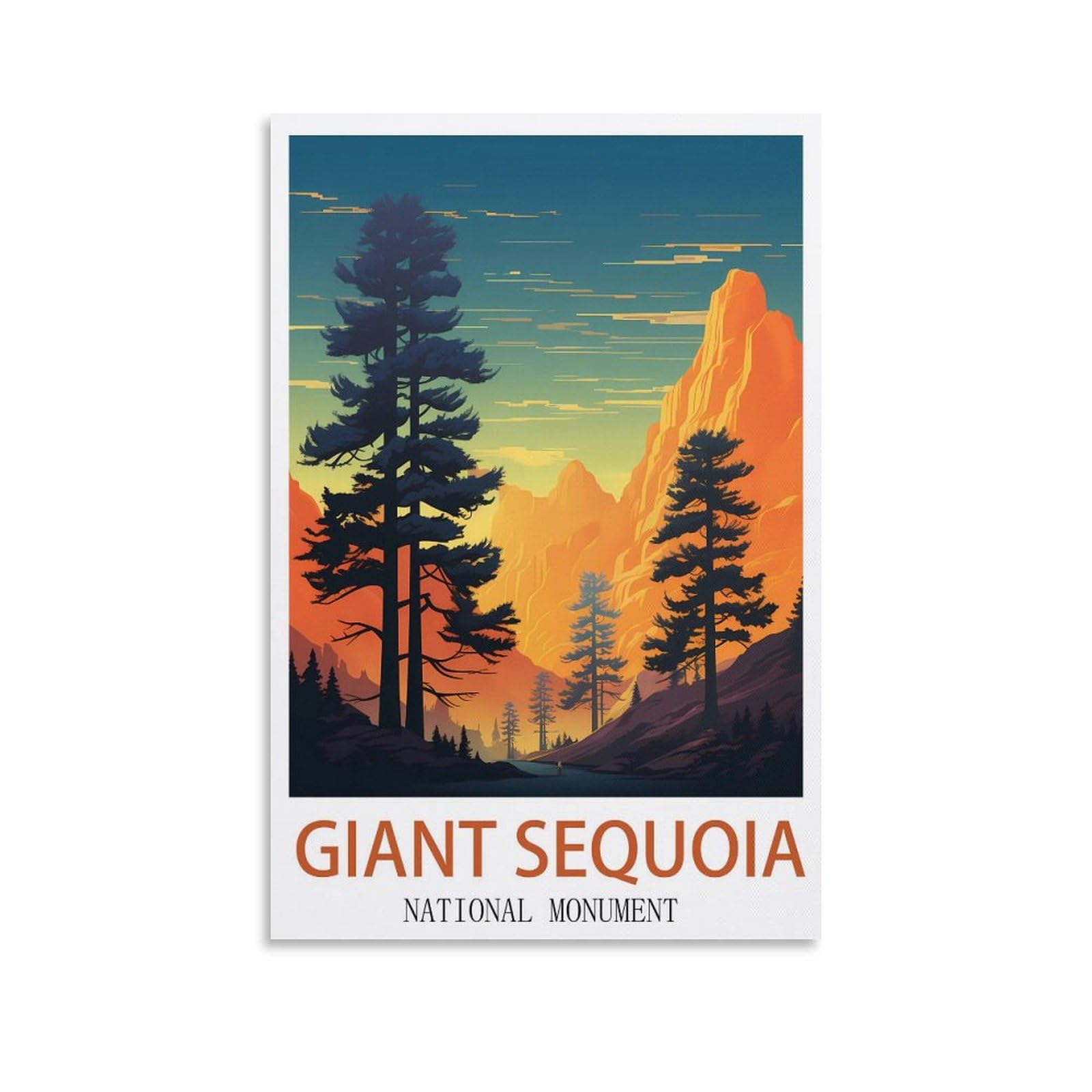 Cyyhgee Unframe-Style Giant Sequoia National Monument Vintage Travel Posters 24X36inch(60X90cm) Canvas Poster Wall Art Living Room Home Decor