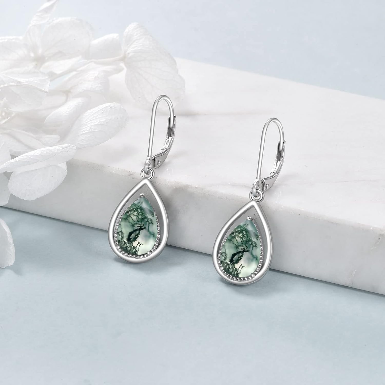 VONALA Dangle Earrings 925 Sterling Silver Opal Larimar Lapis Sapphire Turquoise Moss Agate Crystal Dangling Earrings Jewelry Gift for Women