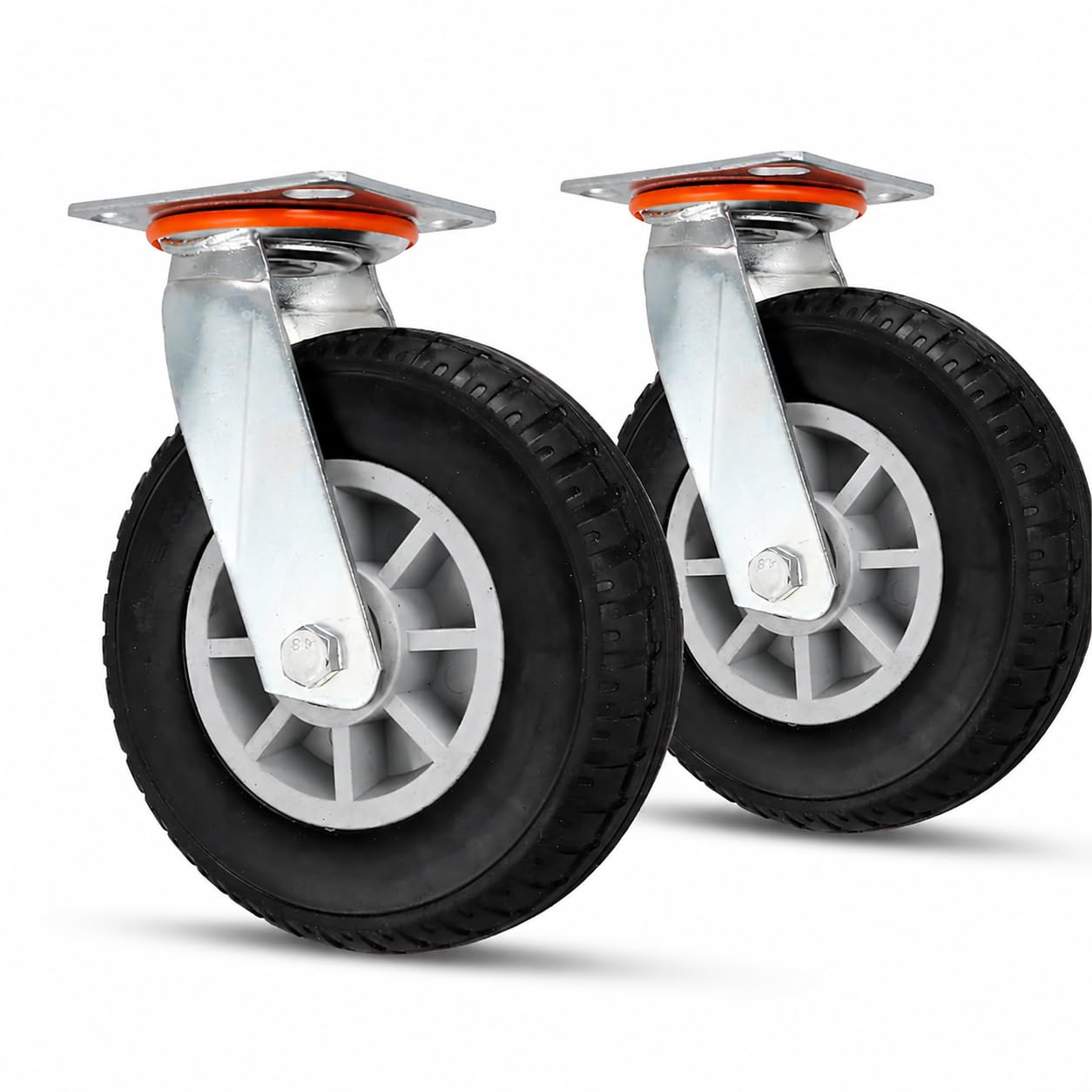 WOPPLXY Lot de 2 roulettes robustes de 20,3 cm, pivotantes à 360 degrés, pour chariot, meubles et établi (charge de 1 360,8 kg)