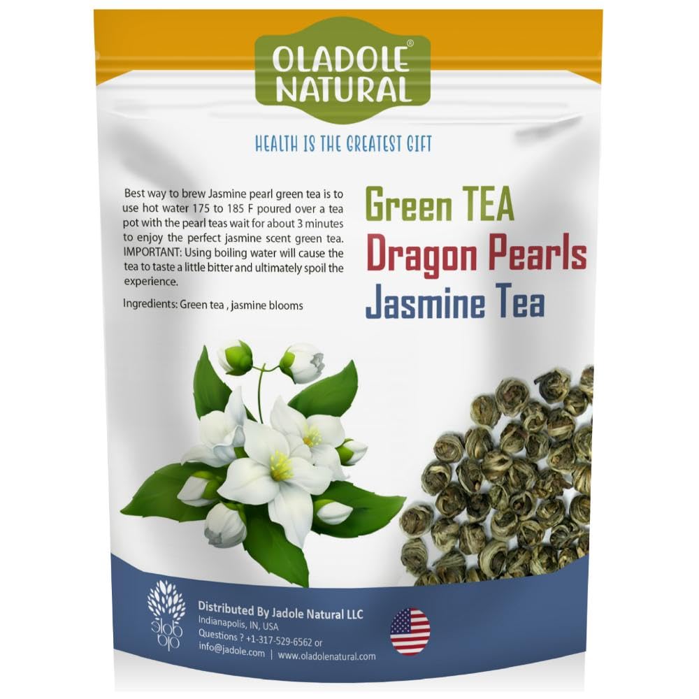 Oladole Natural Jasmine Dragon Pearls Green Tea- 100g | Supports Antioxidants, Brain Health | Fresh Loose Leaf for Relaxation, Energy Boost & Mindful Moment
