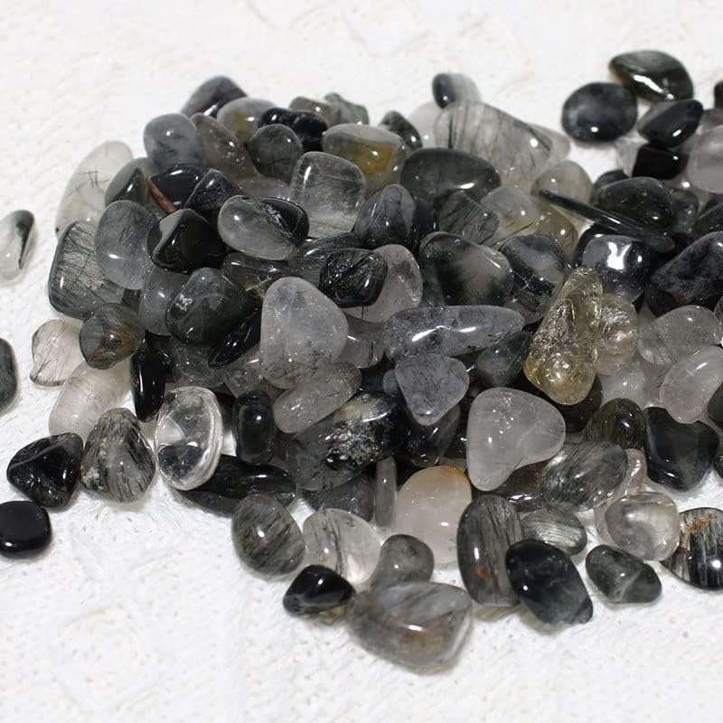Meditation Home Natural Crystal Tumble Stone Polished Black Rutile Gravel Home Decor (Size : 300g)