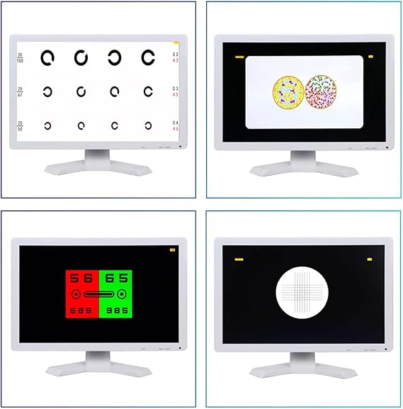 19 Inch Screen Vision Chart Panel Led Visual Acuity Testing Chart, Eye Vision Ophthalmic LCD Optical Tester Monitor, 300+ Visual Markers, Sight Distance Adjustment 1-6m, with Remote Control,White