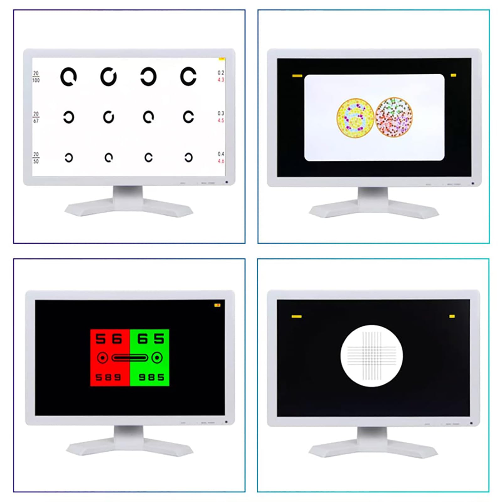 19-Zoll Sehtafel mit Led SehschäRfetesttafel, Optischer LCD Testmonitor füR Die Augensicht, üBer 300 Visuelle Markierungen, Sichtweiteneinstellung 1–6M, mit Fernbedienung,White