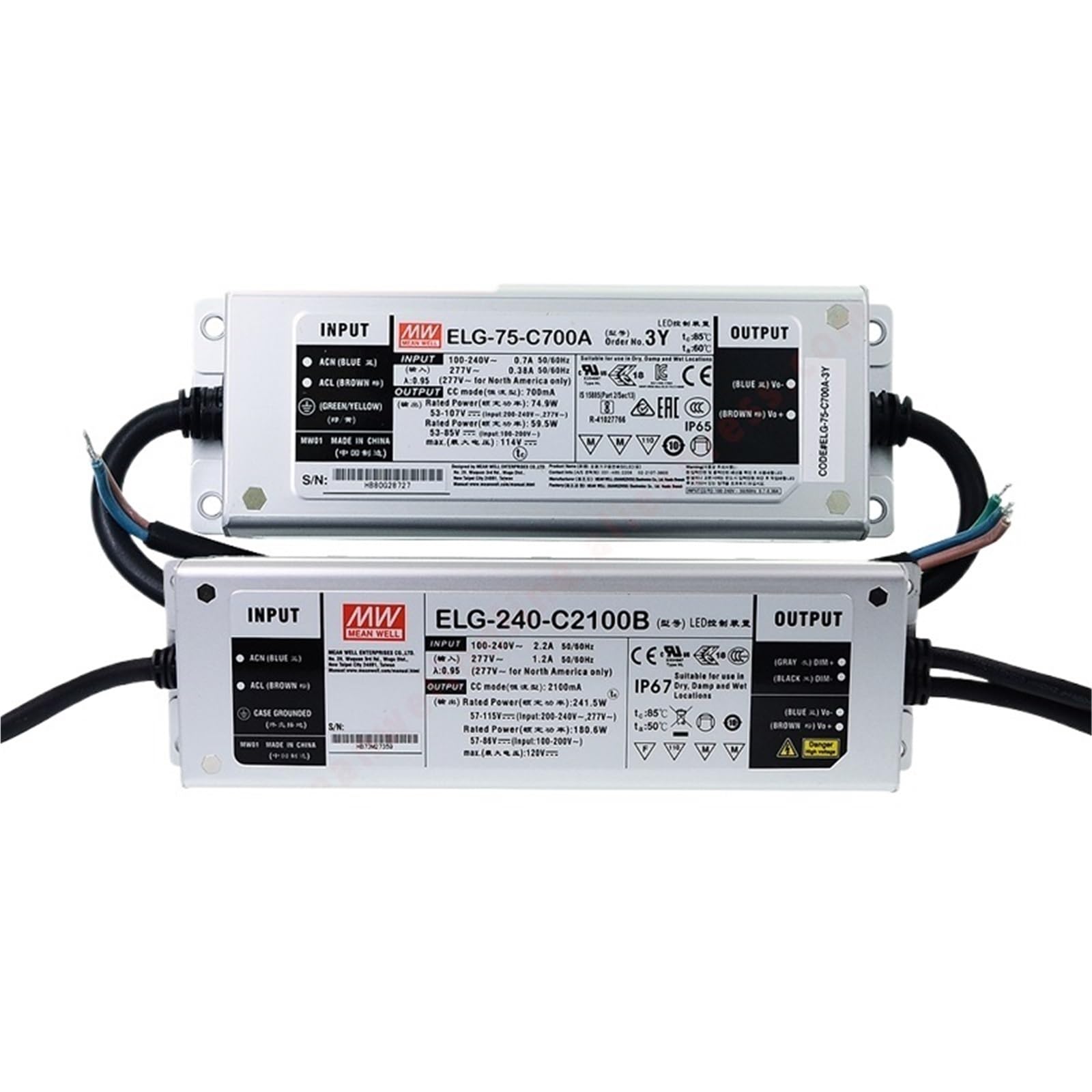Fcarumiqp Elg-75-C350ab Elg-75-C350a/B/Ab Outdoor Ip65/Ip67 Led Power 60-75W/350Ma/107-214V Constant Current Mode Dimming Led Driver(Elg-75-C350ab)