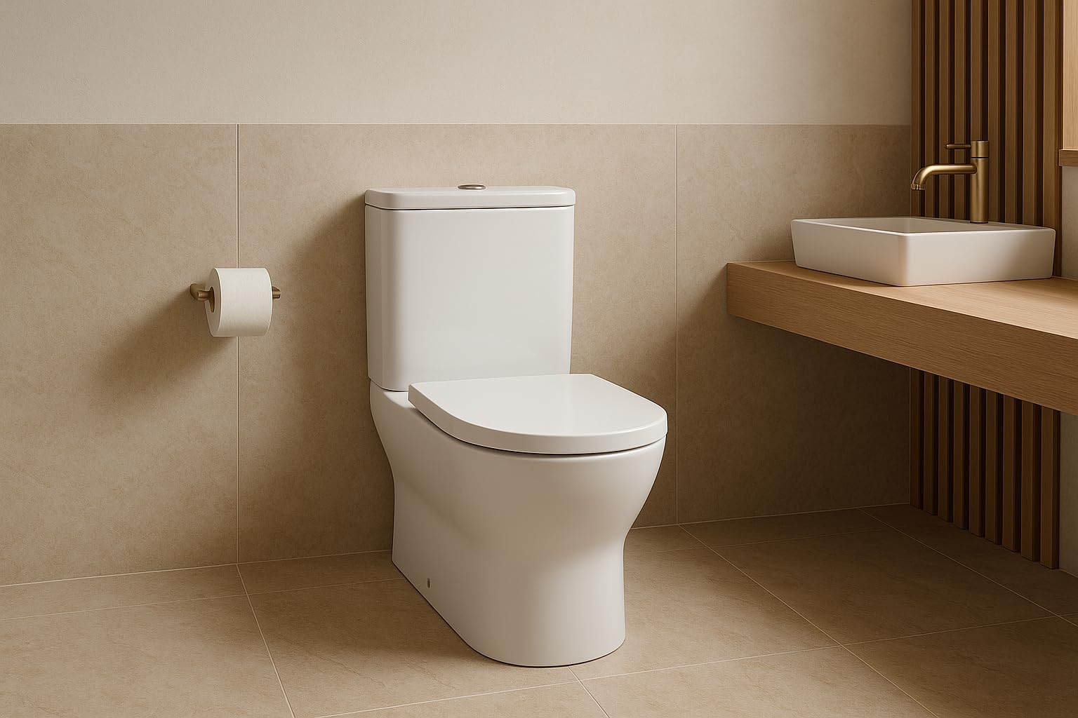 Novo bath - Inodoro Compacto Rimless Serie Mónaco – Estilo Tipo The Gap, Doble Descarga 3/6L, Salida Dual, Asiento UF Soft Close, Cisterna Incluida, Esmalte Antibacterias, Pegado a Pared