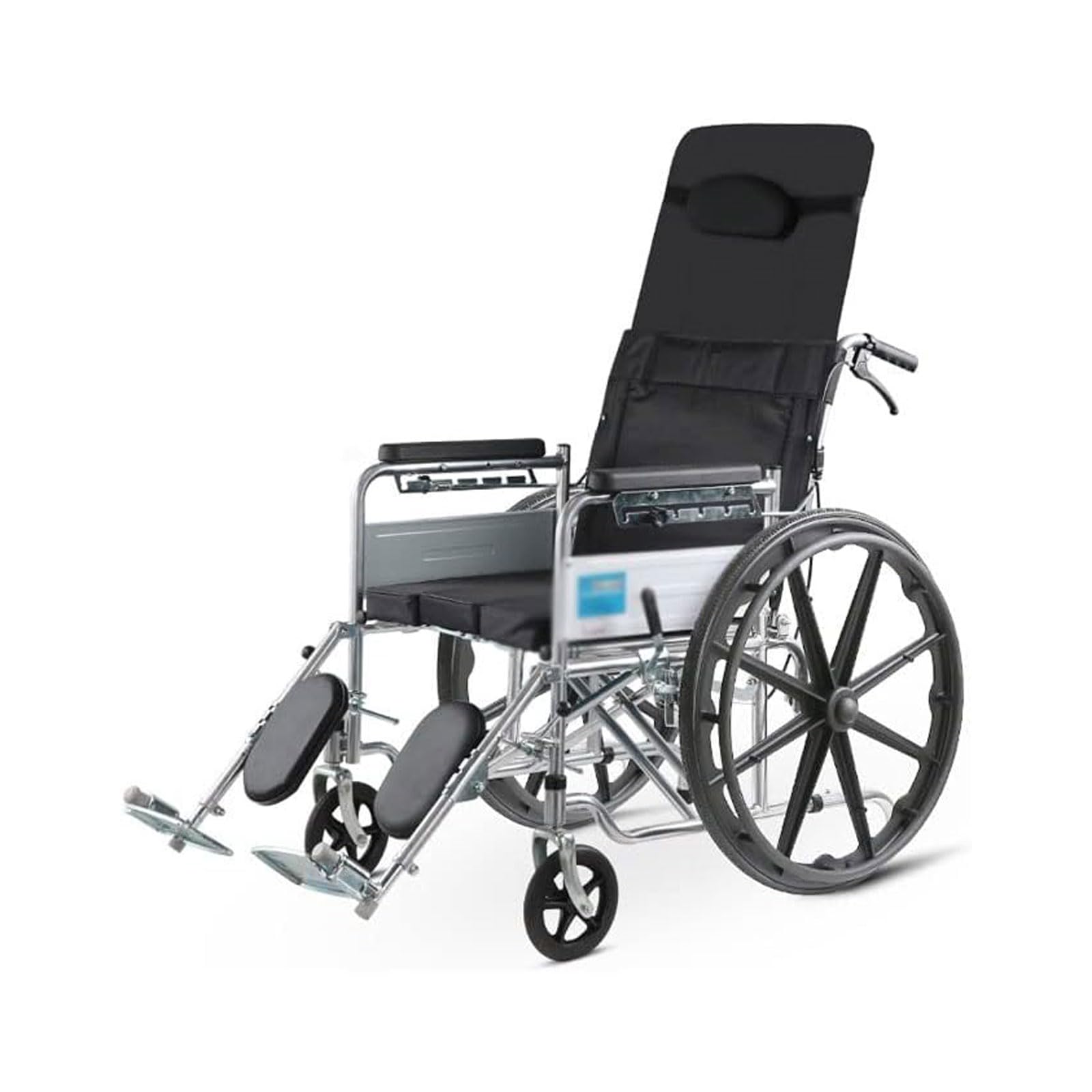 Pnajfuel Light High Back Reclining Wheelchair Commode W/Handbrakes Weight Folding Manual Wheelchair W/Elevating Leg Rests Transport Chairlity Aid For Adults Wheel Chair