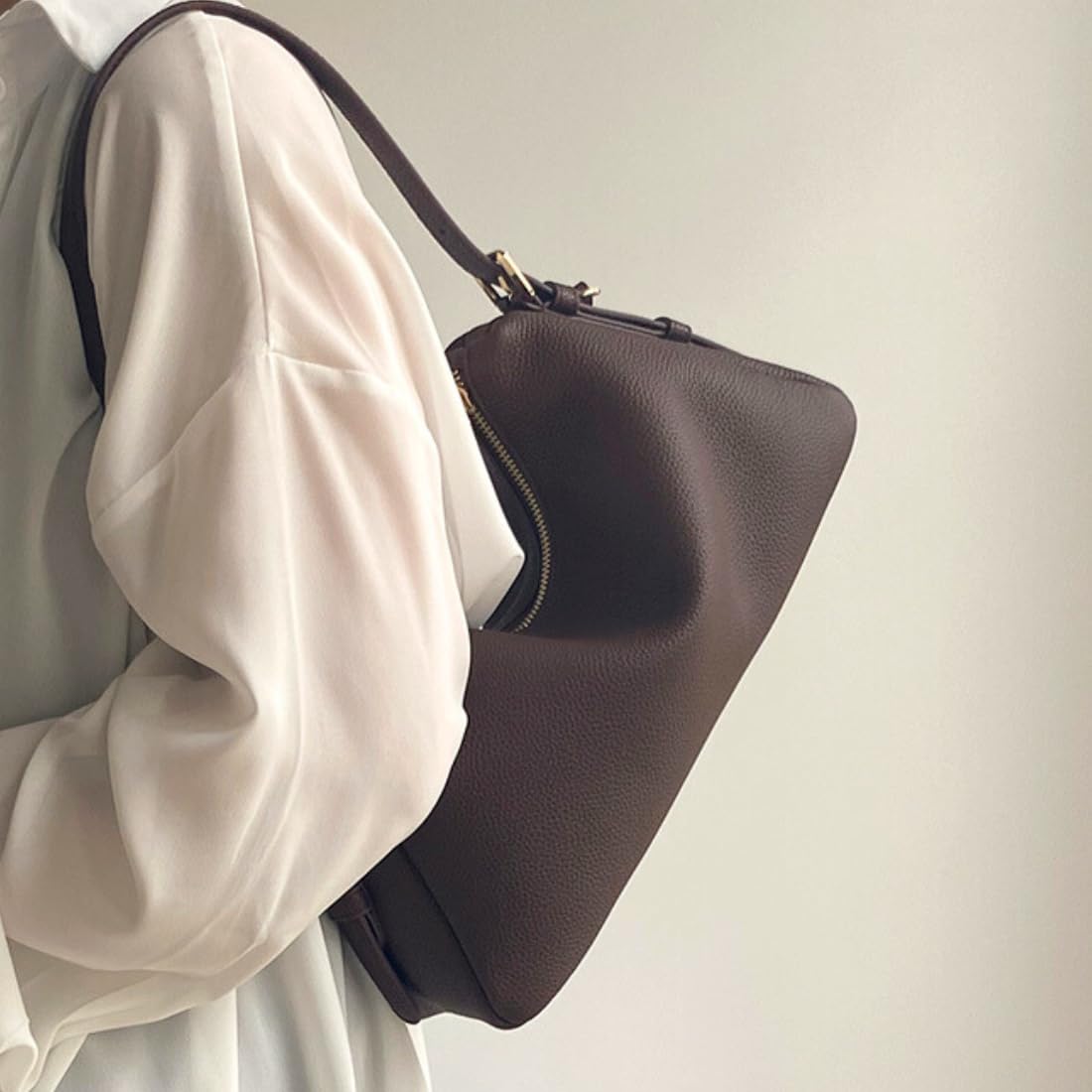 Feliz&Luk Damen Echtleder Henkeltasche Elegante Umhängetasche Handtasche Schultertaschen Schwarz Shopper Bag für Reisen 33 * 11 * 19 cm