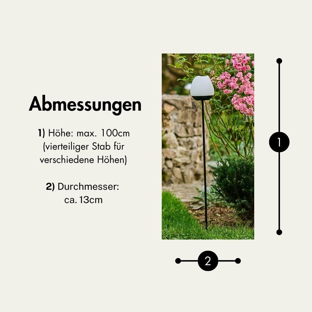 Lumix® Solar Flowers 1x Solarleuchte für Außen Garten von Krinner innenliegendes Solarpanel, IP44, Auto EIN/AUS mit RGB, Auto Change und neutralem LED Licht, Gartenleuchte Rosy 1 Stück