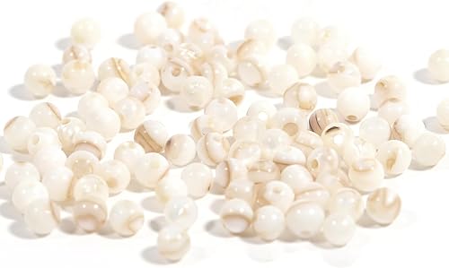 Miniatura 7 de 100 cuentas de concha de madreperla blanca natural de 0.157 pulgadas (0.157 in), cuentas para hacer pulseras, cuentas para manualidades, cuentas de