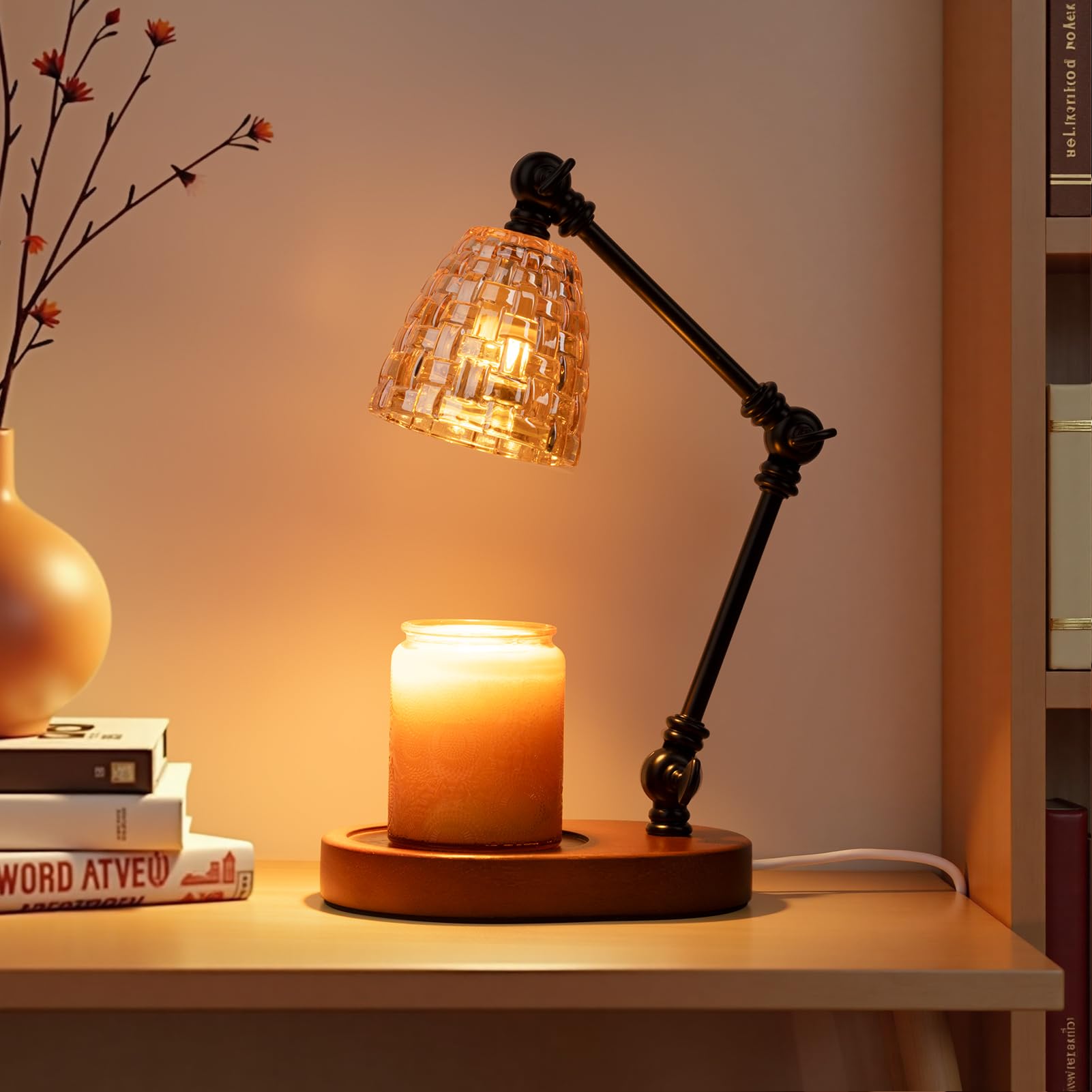 Rnyloas Candle Warmer Lamp With Timer & Dimmable Light - Adjustable Height For Jar Candles, Includes 2 Bulbs