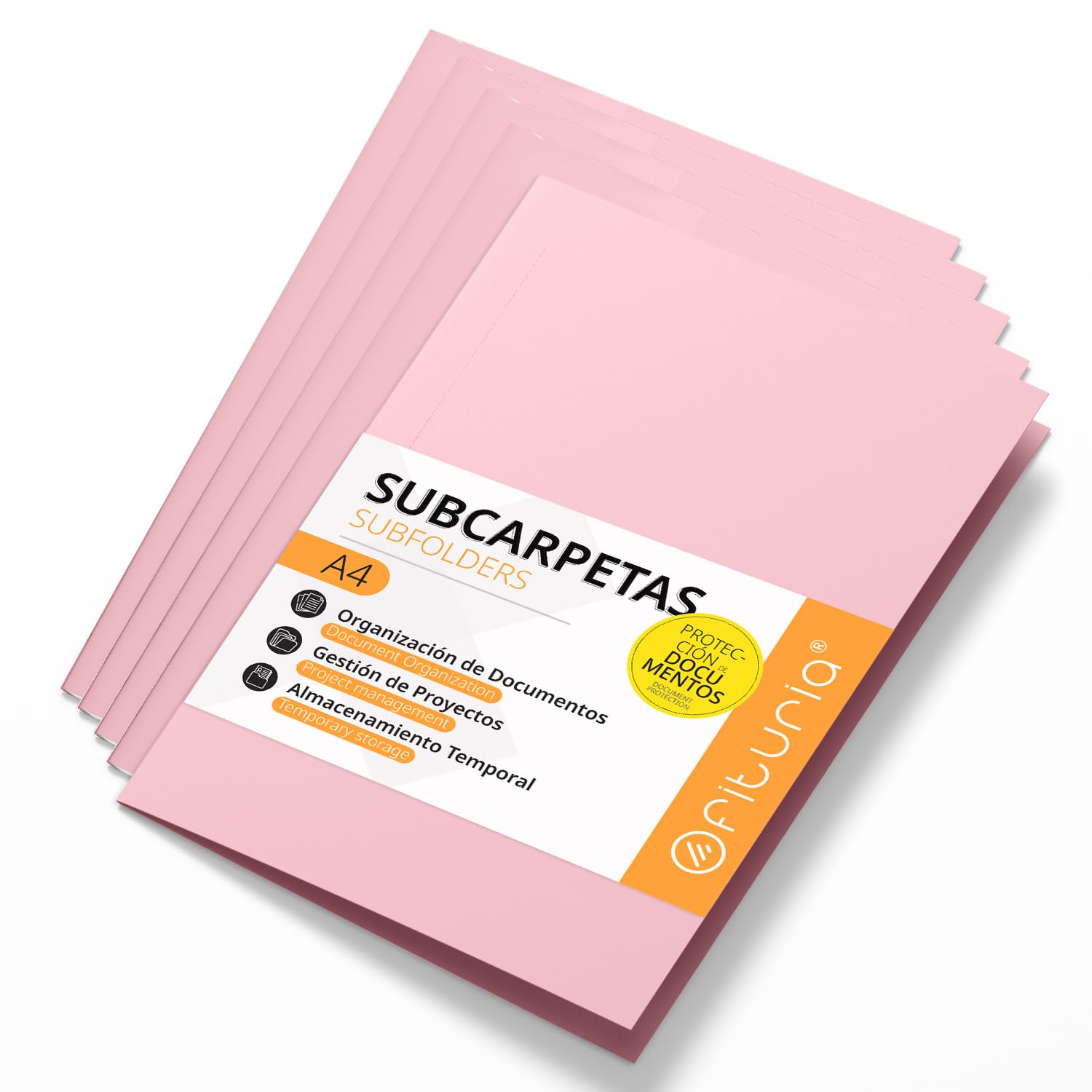 A4 Cardboard Subfolders, Paper Filing Folders 180 g, File Folder for Documents, Pack of 50 Coloured Office Subfolders for Filing and Sorting Papers – Ofituria (Pink)