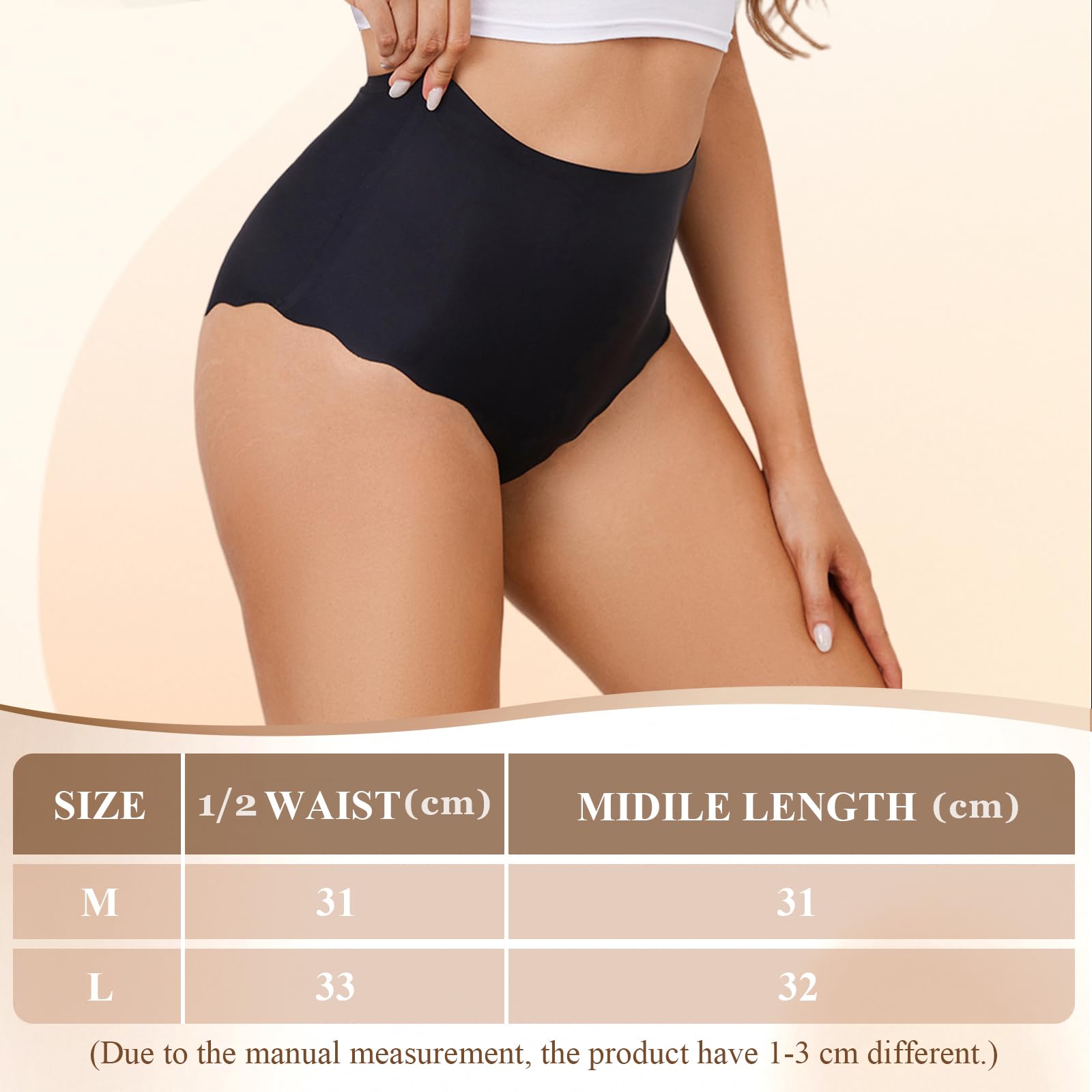 HAGOT Confezione da 6 Slip Senza Cuciture da Donna, Intimo a Vita Media, Invisibili Bordo Ondulato