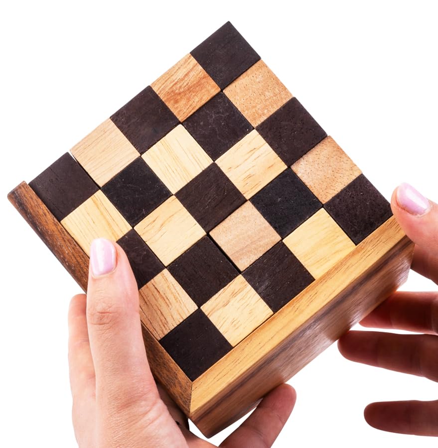 Engelhart - 350190-125 Cubos Rompecabezas de Madera Nivel difícil para Adultos - 25 Piezas - solución en el Juego – 14 x 14 x 14 cm