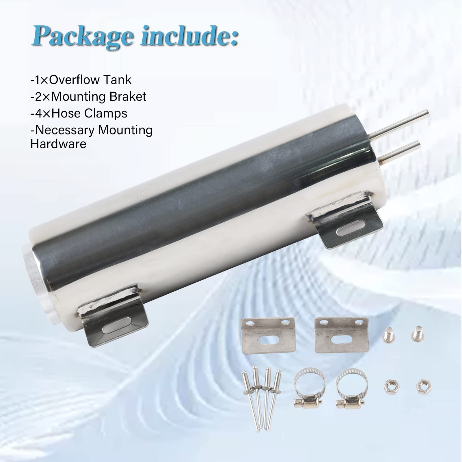 BAGARAATAN 3"x9" Universal Radiator Overflow Tank,Stainless Steel Coolant Overflow Tank 32 OZ