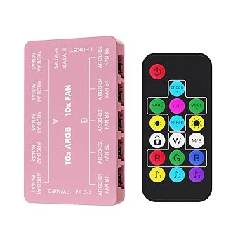 Vetroo Pink ARGB & PWM Case Fan Hub with Remote