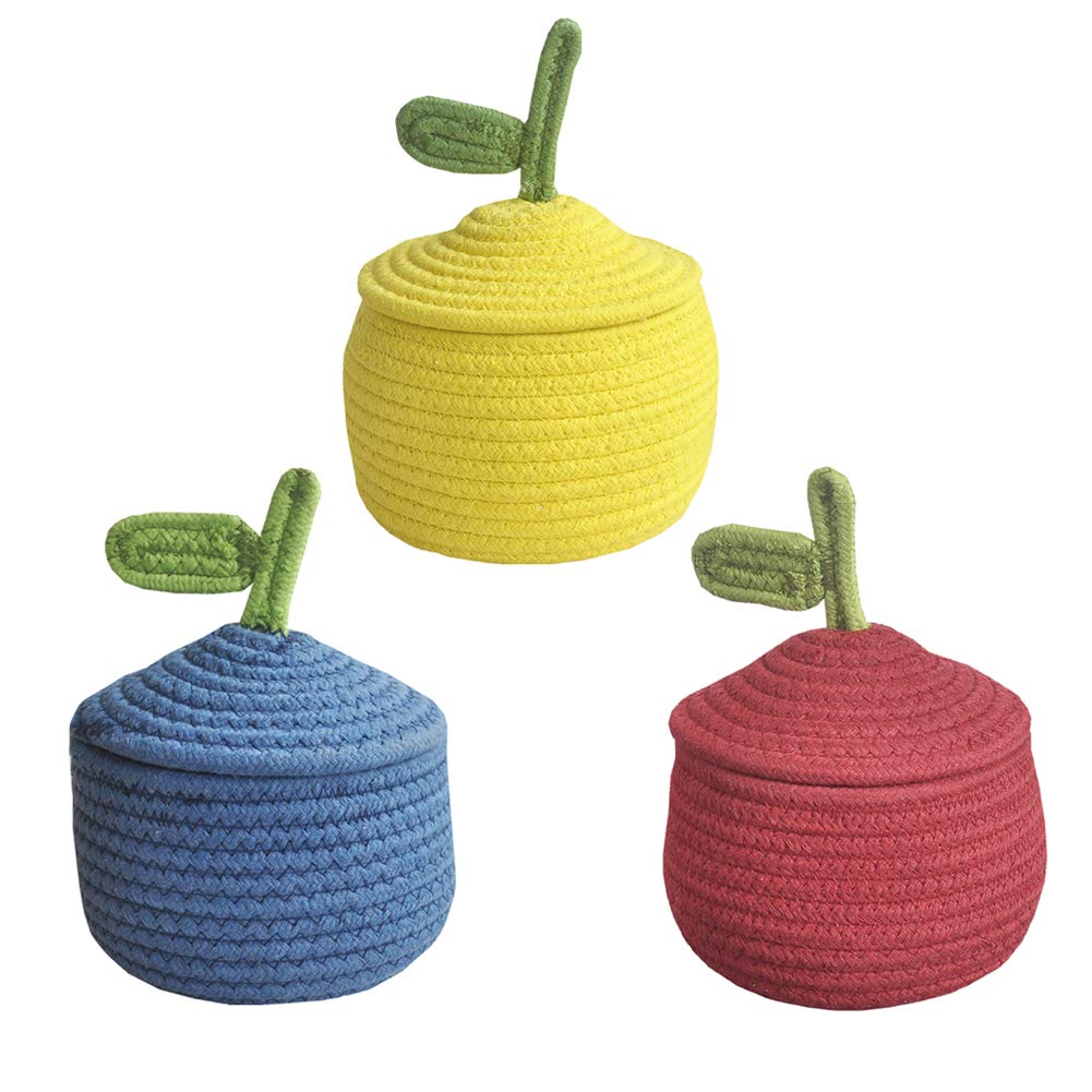 Panier Rangement Corde Coton Inwagui Avec Couvercle Forme Gourde Jaune - Idéal Chambre Enfant