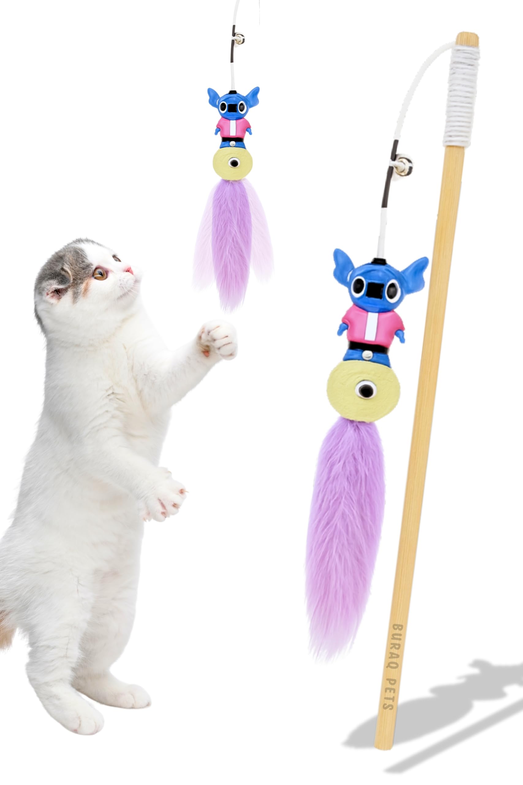 Buy BURAQ Cat Teaser Wand Toy, Wooden Stick with Wrapped Grip