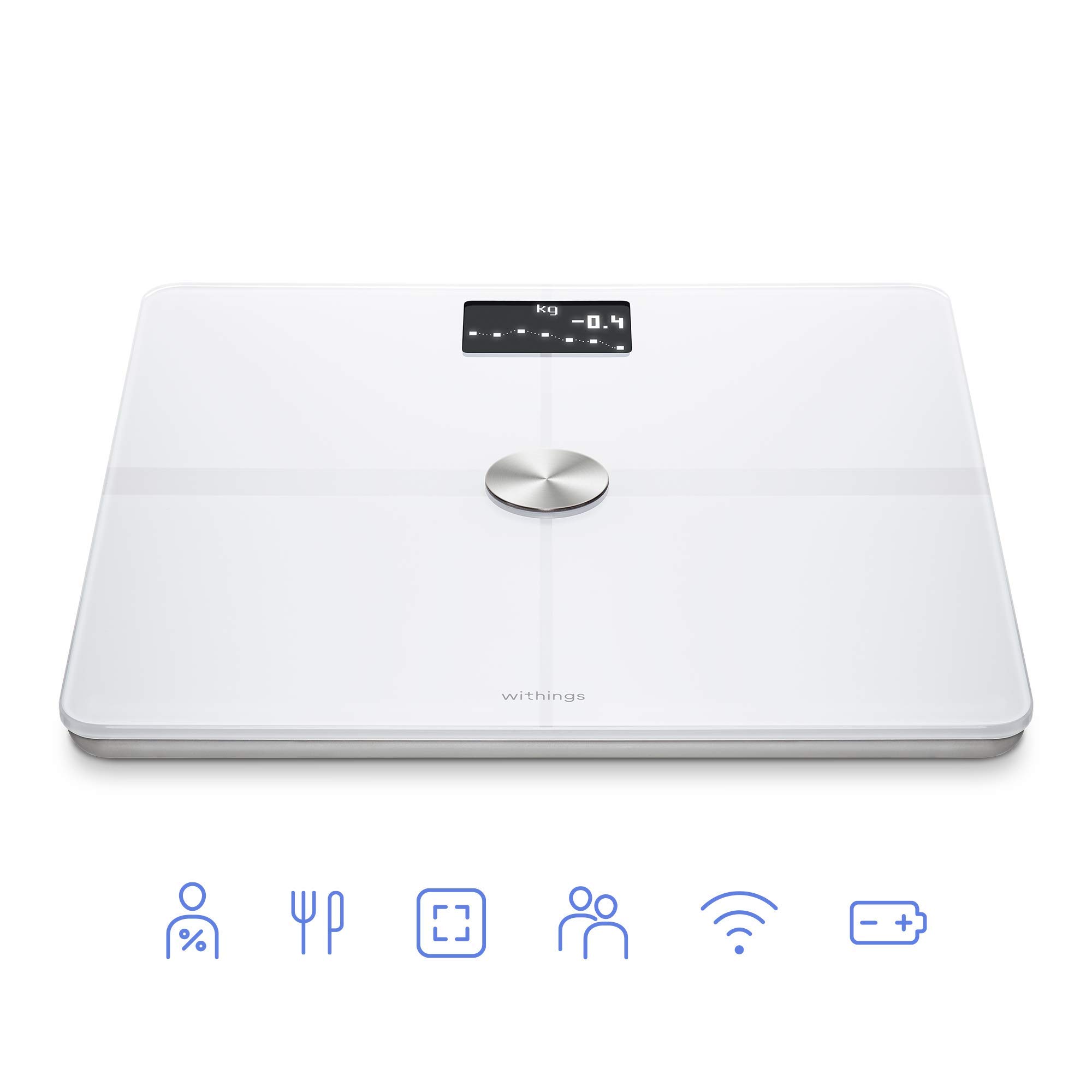Withings Body+ - Smart-Waage mit Messung von Körperfett, BMI, Muskelmasse, digitale Körperfettwaage (Generalüberholt)