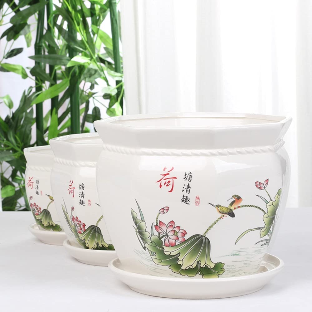 Doniczki bonsai w stylu chińskim, ośmiokątne, ceramiczne, doniczki na sukulenty, ozdobne pojemniki na rośliny, doniczki na kaktusy, doniczki na kwiaty z otworem drenażowy