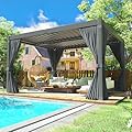 VIWAT Aluminum 10x12 FT Louvered Pergola, Outdoor Pergola with Adjustable Louvered Roof Outdoor Patio Shade Cover, Waterproof & Rustproof Aluminum Gazebo for Backyard and Garden, Gray