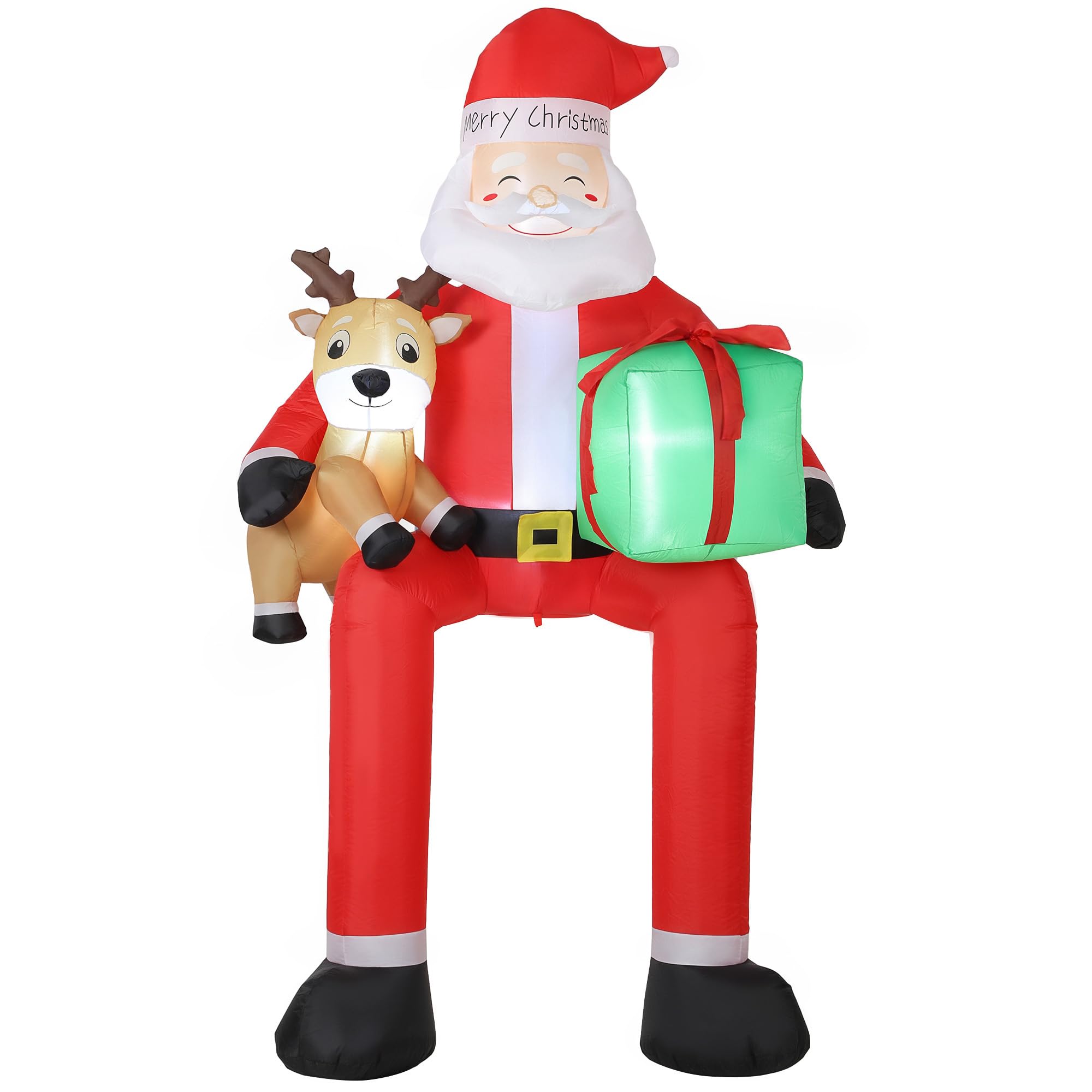 Outsunny 9.3ft Giant Christmas Inflatable Hanging Santa Claus w/Reindeer