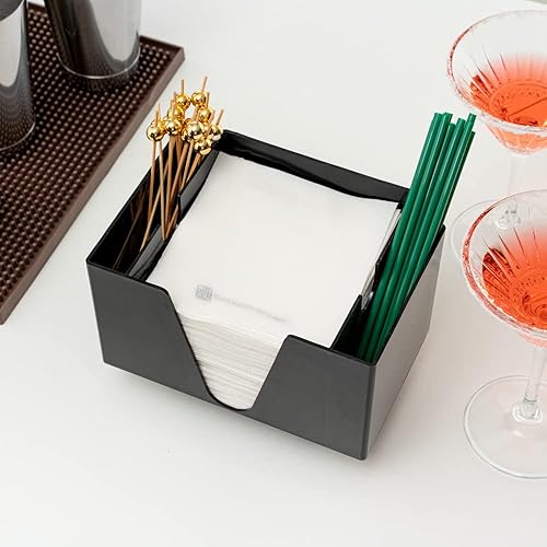 Miniatura 6 de Restaurantware Bar Lux - Servilleteros de 7.9 x 5.5 pulgadas, 10 3 compartimentos, organizador rectangular de plástico negro de mesa recargable,