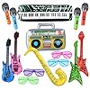 MEJOSER 15 kleurrijke opblaasbare instrumenten speelgoed opblaasbare gitaar saxofoon microfoon opblaasbare beth…