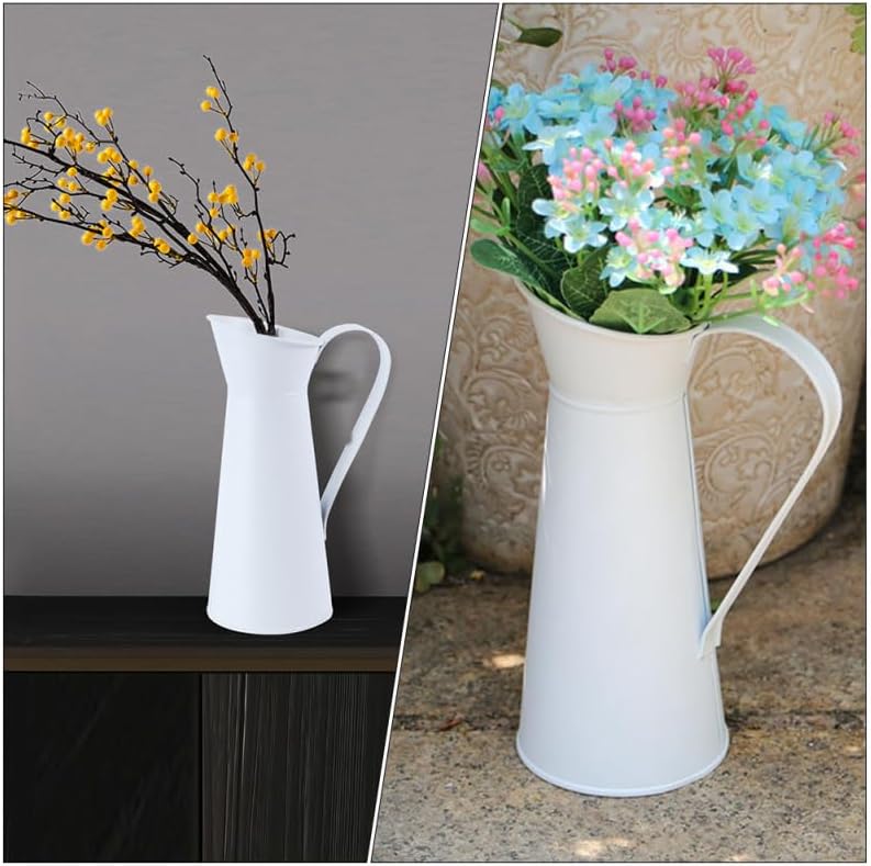 Miniatura 2 de MERRYHAPY Jarra de metal retro para decoración de mesa de oficina en casa, contenedor de flores galvanizado de 3.3 pulgadas con base antideslizante