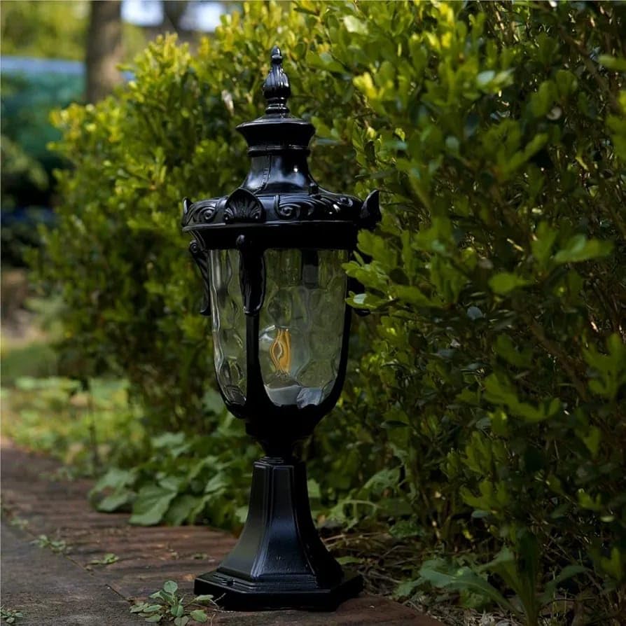 Image of Glowave Decorative Outdoor Black Post Light Pillar Light Column Light, Waterproof Gate Lantern for Patio or Fench Deck, Doorway Porch Pillar Lamp - Warm White (P-6680 /S-BK)