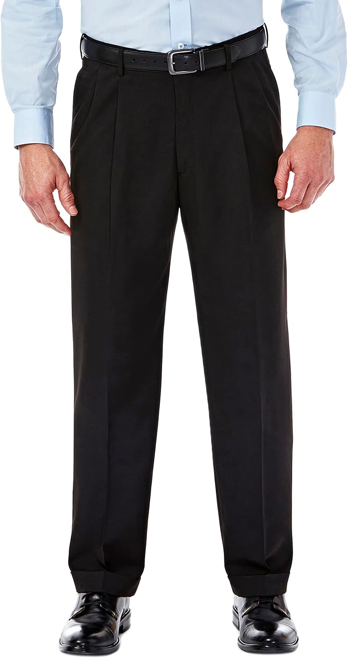 Haggar Hidden Expandable Waistband Classic Fit Pleated Front Gabardine…
