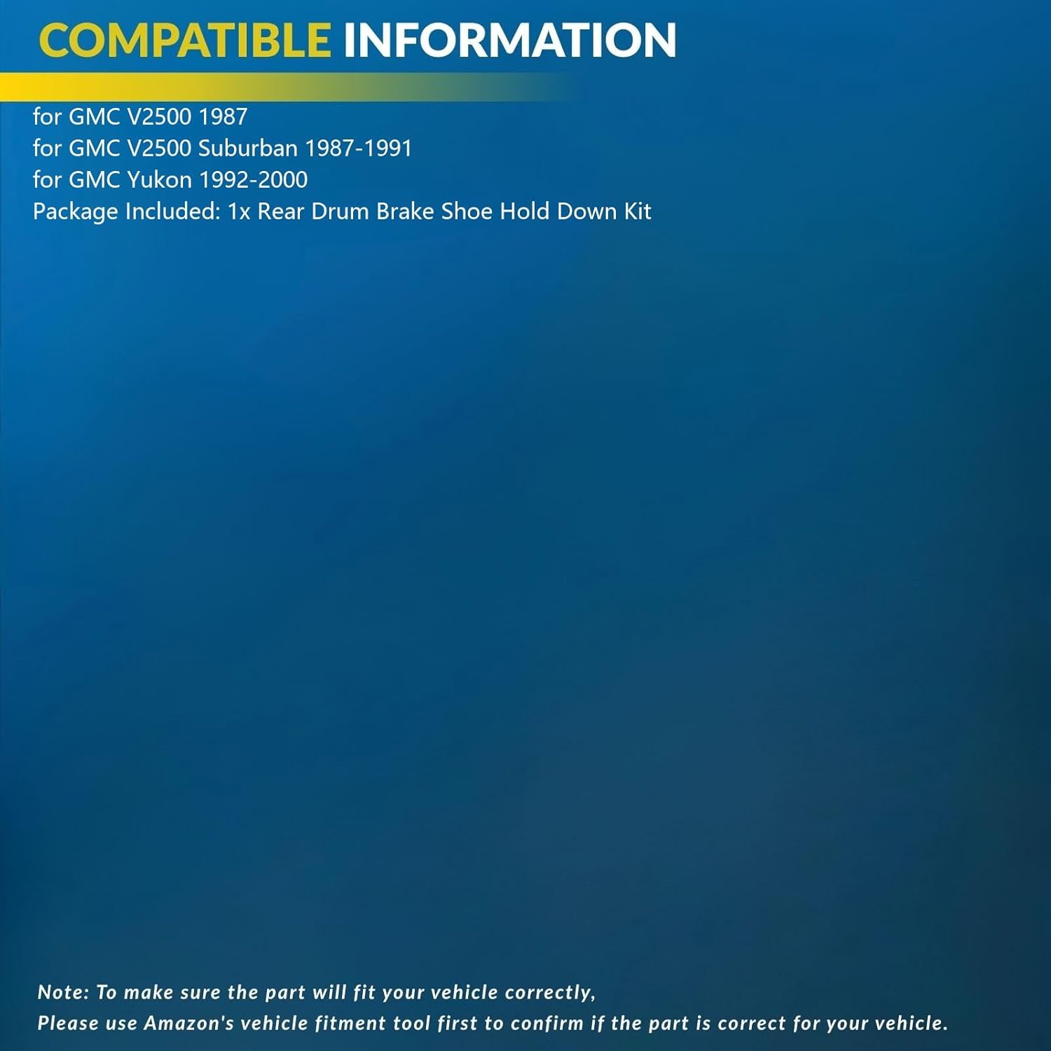 Rear Drum Brake Shoe Hold Down Kit Replacement for GMC V2500 Suburban 5.7L 6.2L 1987-1991, for Yukon 5.7L 1992-2000, for Yukon 6.5L 1994-1997, for V2500 4.8L 5.7L 6.2L 1987