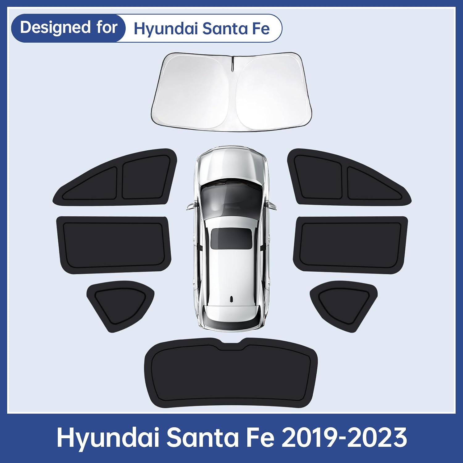 8PCS Car Window Shades for Hyundai Santa Fe 2019-2023, Full Window Covers