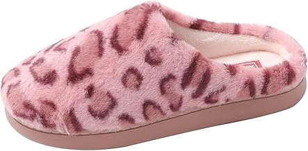 JOMIX Women's Winter Leopard Slippers Warm Plush Cotton Comfortable Slippers Non-Slip Slippers